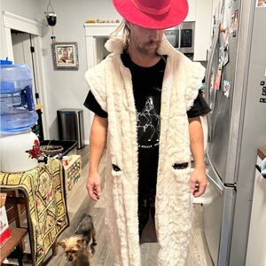 Unisex white sequin festival long vest